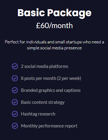Basic Package – £60/month
